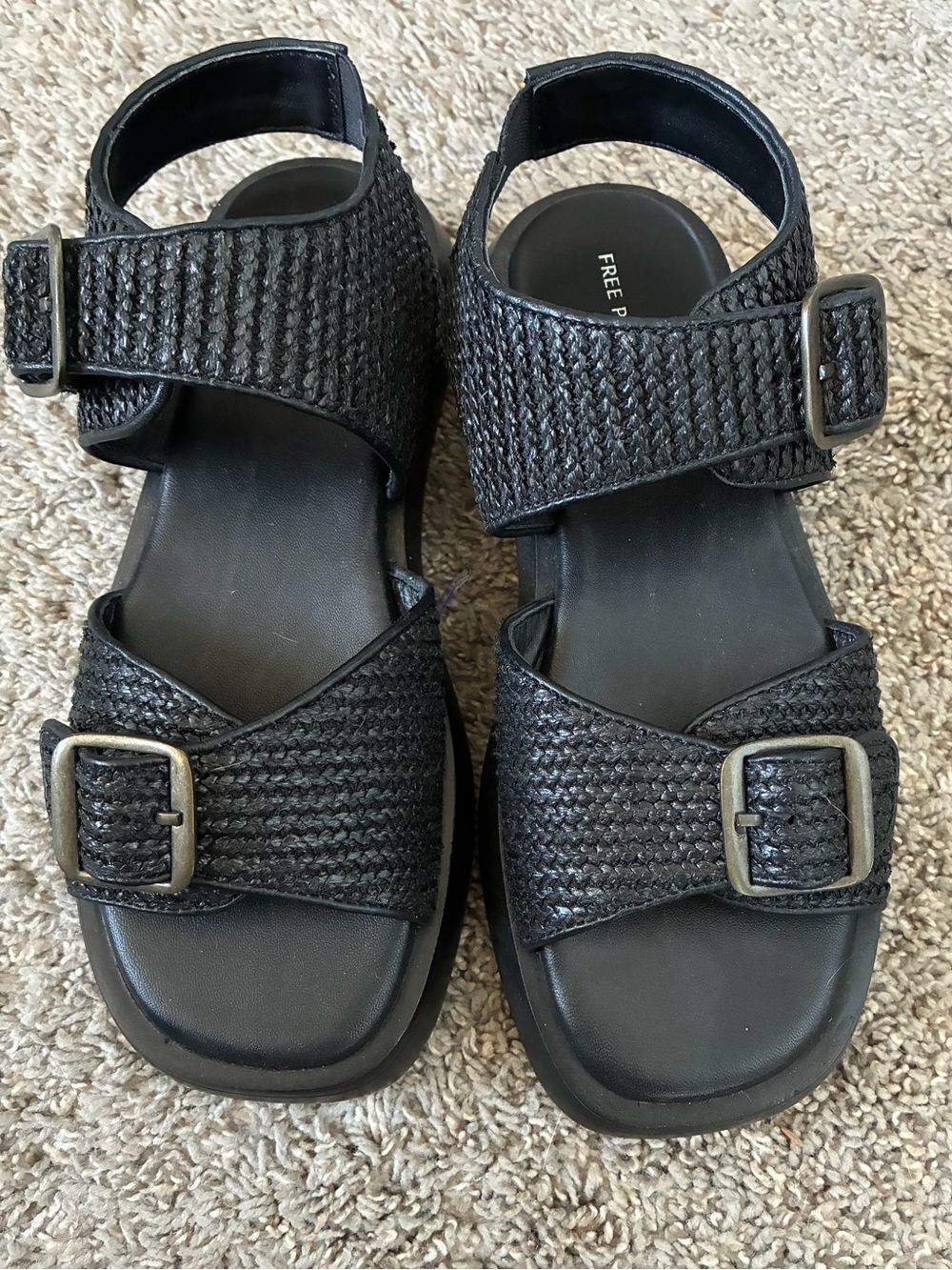 Free People Mandi Weave Platform Sandals in Black NEW - Picture 5 of 7